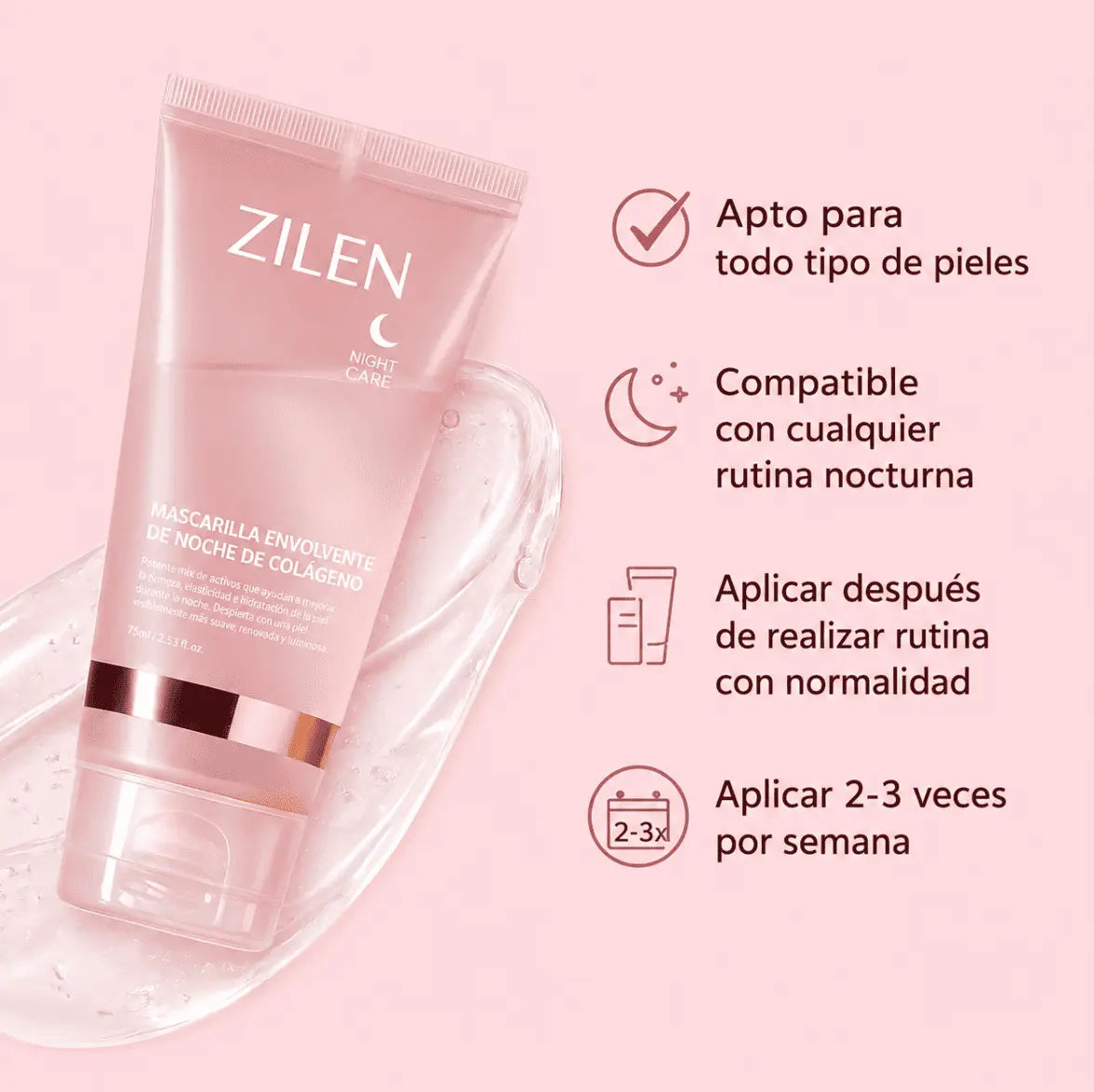 Mascarilla Envolvente Nocturna de Colágeno Zilen