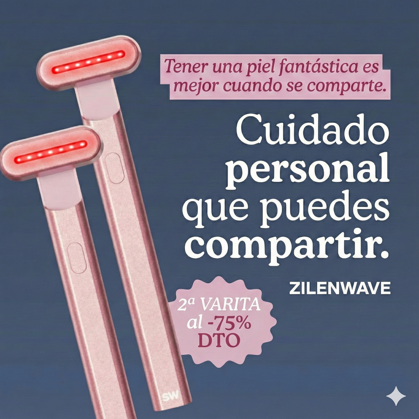 Varita Skincare Zilenwave - Renovación Facial Radiante 4 en 1 con Terapia de Luz Roja