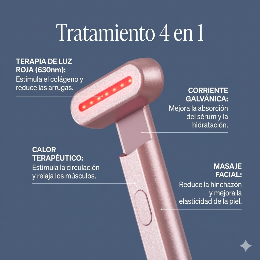 Varita Skincare Zilenwave - Renovación Facial Radiante 4 en 1 con Terapia de Luz Roja